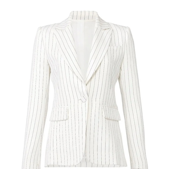 Rachel Zoe Dominique Blazer White and Black Pinstripe Designer Jacket Layer - Picture 3 of 7